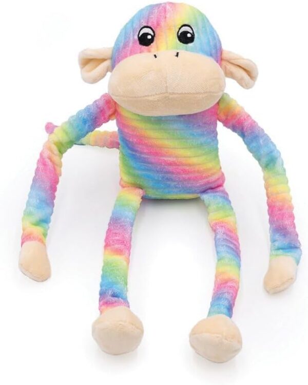 ZippyPaws - Brinquedo de pelúcia Spencer The Crinkle Monkey - Arco-íris, grande - Image 2