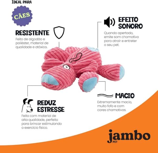 Brinquedo para Cachorro Mordedor de Pelúcia Dog Rest Rosa Jambo Pet - Image 2